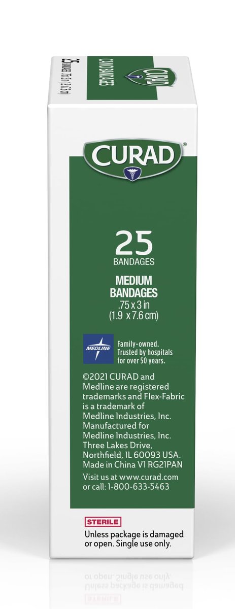 CURAD Green Camo Flex-Fabric Haftverband, 1,9 cm x 7,6 cm, 25 Stück