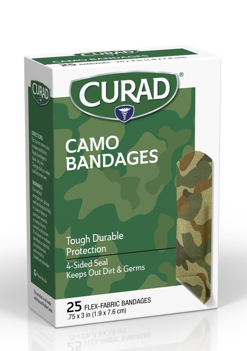 CURAD Green Camo Flex-Fabric Haftverband, 1,9 cm x 7,6 cm, 25 Stück