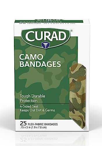 CURAD Green Camo Flex-Fabric Haftverband, 1,9 cm x 7,6 cm, 25 Stück