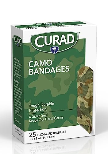 CURAD Green Camo Flex-Fabric Haftverband, 1,9 cm x 7,6 cm, 25 Stück