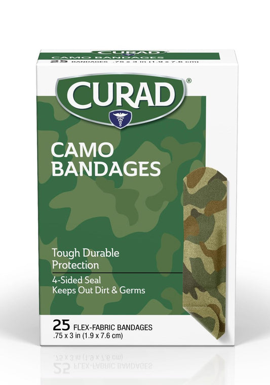 CURAD Green Camo Flex-Fabric Haftverband, 1,9 cm x 7,6 cm, 25 Stück