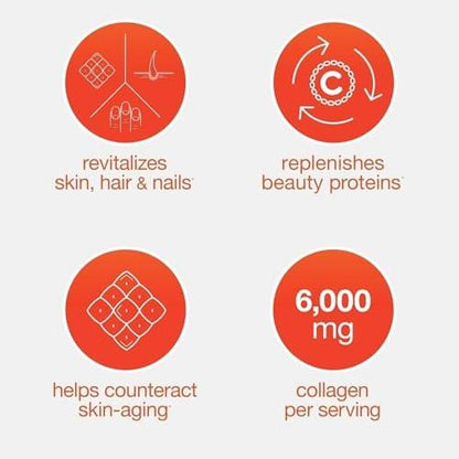 Youtheory Advanced Collagen mit Vitamin C – 6.000 mg Hydrolysierte Kollagenpeptide & Aminosäuren – Unterstützung für Haare, Nägel, Gelenke & Knochen – 120 Tabletten (20-Tage-Vorrat)