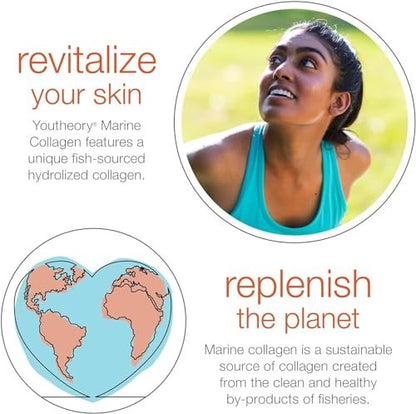 Youtheory Marine Collagen Tabletten – 2.500 mg Fischkollagen-Peptide mit Vitamin A, C, E, B6 & B12 – Unterstützt Gelenk- und Nagelgesundheit* – Hochabsorbierbar – 160 Tabletten (32-Tage-Vorrat)