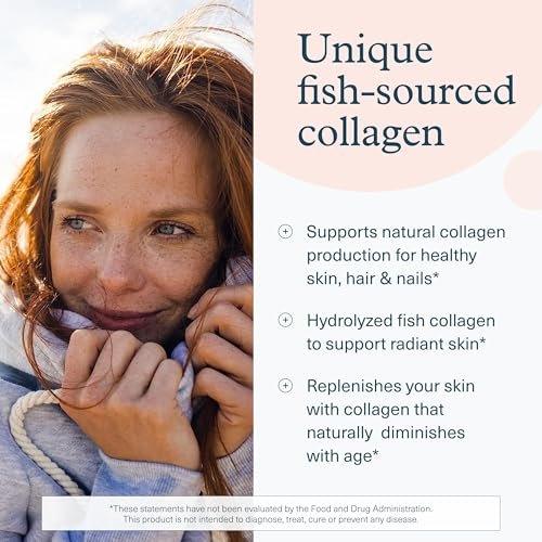 Youtheory Marine Collagen Tabletten – 2.500 mg Fischkollagen-Peptide mit Vitaminen A, C, E, B6 & B12 – Unterstützt Gelenk- und Nagelgesundheit* – Hoch absorbierbar – 290 Tabletten (58-Tage-Vorrat)