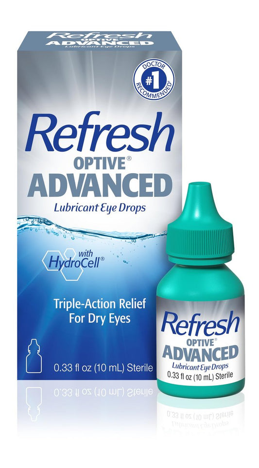 Refresh Optive Advanced Befeuchtende Augentropfen Künstliche Tränen, 0,33 fl oz (10 ml), 1 Stück