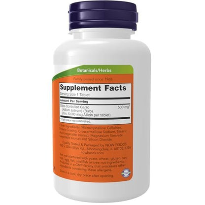 NOW Foods Knoblauch 5.000 (Allium sativum), magensaftresistente Tabletten, geruchskontrolliert, 90 Stück
