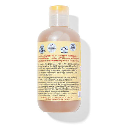 California Baby Calendula Babyshampoo + Babywaschgel | 100 % pflanzlich | Beruhigendes Lavendel-Körperwaschmittel für empfindliche Haut | Hypoallergen | 251 ml / 8,5 oz