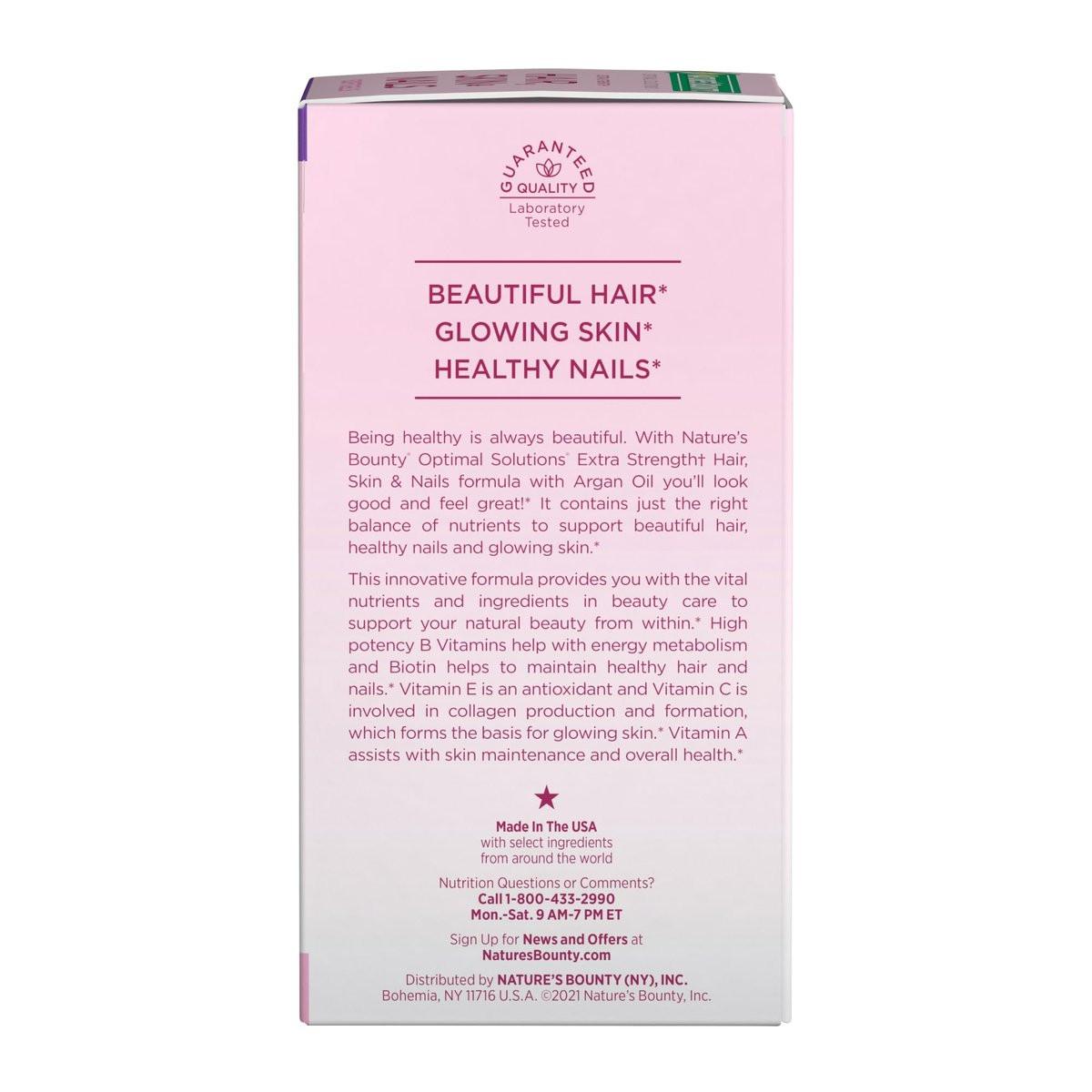 Nature's Bounty Advanced Hair, Skin & Nails – Argan-Angereichertes Vitaminpräparat mit Biotin und Hyaluronsäure, 150 Rapid-Release-Softgels, 50 Portionen