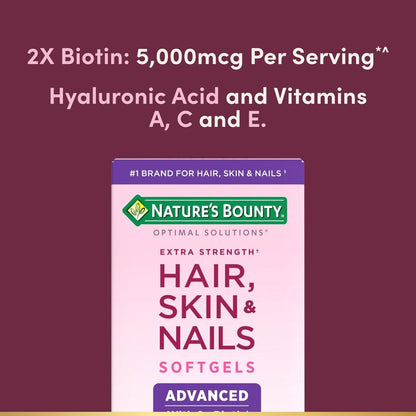 Nature's Bounty Advanced Hair, Skin & Nails – Argan-Angereichertes Vitaminpräparat mit Biotin und Hyaluronsäure, 150 Rapid-Release-Softgels, 50 Portionen