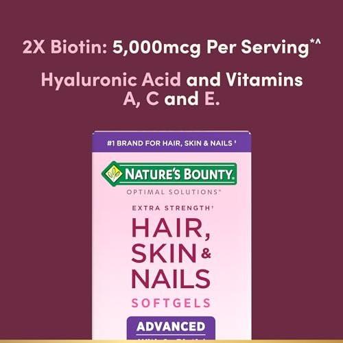 Nature's Bounty Advanced Hair, Skin & Nails – Argan-Angereichertes Vitaminpräparat mit Biotin und Hyaluronsäure, 150 Rapid-Release-Softgels, 50 Portionen