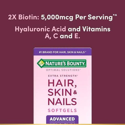 Nature's Bounty Advanced Hair, Skin & Nails – Argan-Angereichertes Vitaminpräparat mit Biotin und Hyaluronsäure, 150 Rapid-Release-Softgels, 50 Portionen