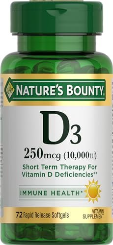 Nature's Bounty Vitamin D 10.000 IE – 72 Softgels für Immunsystem & Knochengesundheit