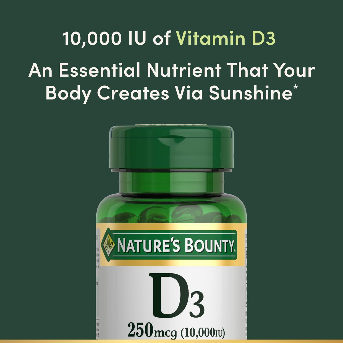 Nature's Bounty Vitamin D 10.000 IE – 72 Softgels für Immunsystem & Knochengesundheit