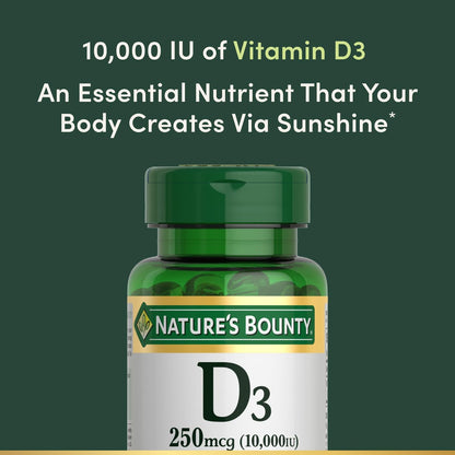 Nature's Bounty Vitamin D 10.000 IE – 72 Softgels für Immunsystem & Knochengesundheit