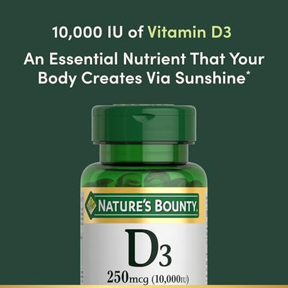 Nature's Bounty Vitamin D 10.000 IE – 72 Softgels für Immunsystem & Knochengesundheit
