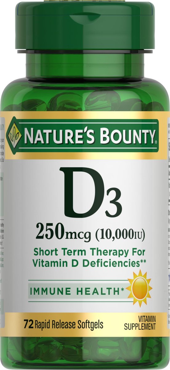 Nature's Bounty Vitamin D 10.000 IE – 72 Softgels für Immunsystem & Knochengesundheit
