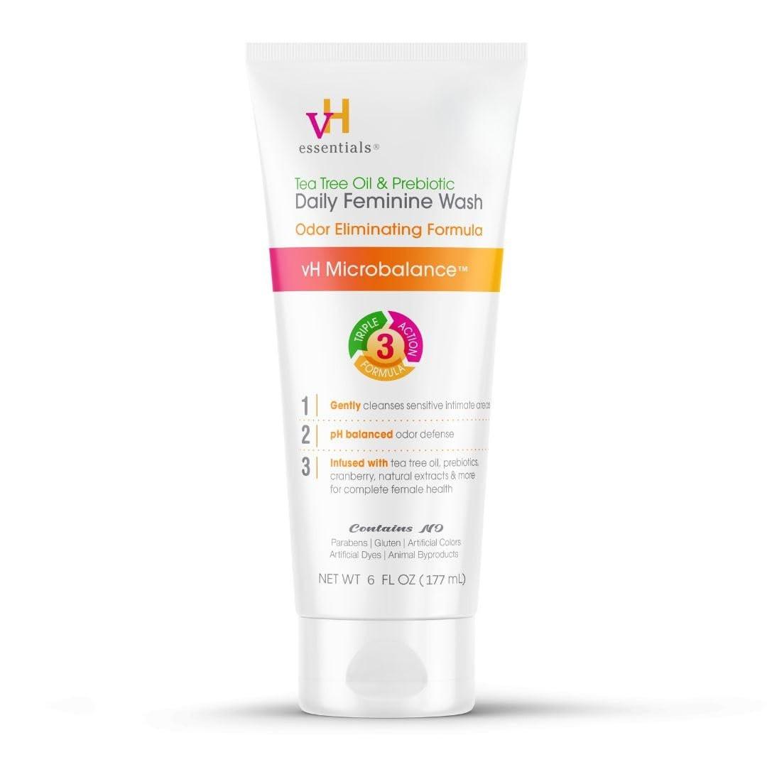 vH essentials pH-ausgeglichene tägliche Intimwaschlotion mit Teebaumöl & Präbiotikum, 177 ml (1er-Pack)