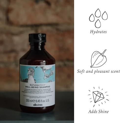 Davines Naturaltech Wellbeing Shampoo – Sanfte Reinigung & Feuchtigkeitspflege für alle Haartypen – mit Echinacea-Phytoceuticals – tägliche Kopfhautpflege, 250 ml