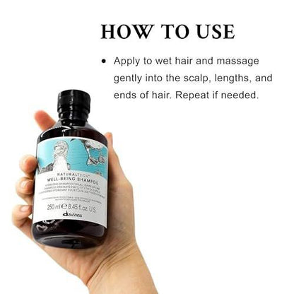 Davines Naturaltech Wellbeing Shampoo – Sanfte Reinigung & Feuchtigkeitspflege für alle Haartypen – mit Echinacea-Phytoceuticals – tägliche Kopfhautpflege, 250 ml