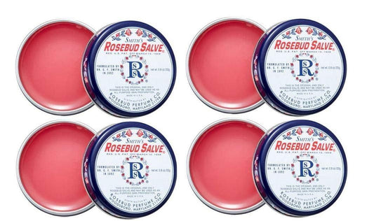 Smith's Rosebud Salve Tin .8 oz (4er-Pack) – Mehrzweck-Balsam für Lippen, Haut und mehr