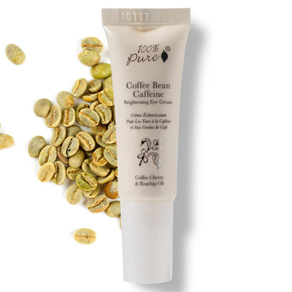 100% PURE Koffein-Augencreme – Reduziert Schwellungen, Augenringe & Fältchen mit grünem Tee, Hagebutte & Vitamin E – Vegane Augenpflege 0,3 oz