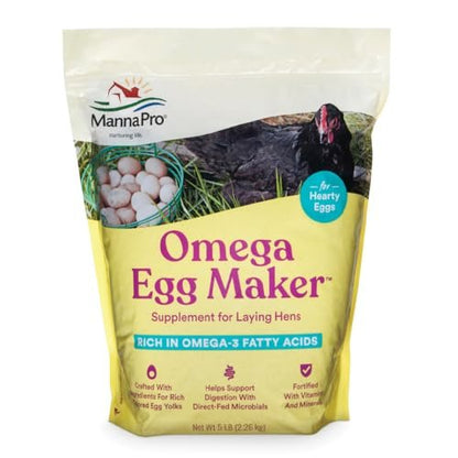 Manna Pro Omega Egg Maker – Geflügelfutterergänzung für Legehennen mit Omega-3-Fettsäuren, Vitaminen & Mineralstoffen, 5 Pfund