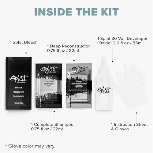 Splat Lightening Bleach Kit – Aufhellungs-Bleach-Set für 1 Anwendung (3-5 Stufen Aufhellung) mit Oxidationsmittel, Blondierpulver, Shampoo & Tiefenpflege-Conditioner – Vegan & Tierversuchsfrei