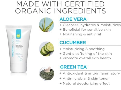 Healthy Hoohoo Sanfte Intimwaschlotion für Frauen, pH-ausgeglichener Vulva-Reiniger für empfindliche Haut, pflanzlich, unparfümiert, paraben- und glycerinfrei (118 ml)