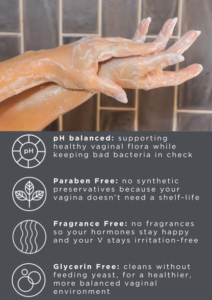 Healthy Hoohoo Sanfte Intimwaschlotion für Frauen, pH-ausgeglichener Vulva-Reiniger für empfindliche Haut, pflanzlich, unparfümiert, paraben- und glycerinfrei (118 ml)