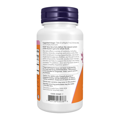 NOW Foods Aloe Vera 10.000 mg – 100 Softgel-Kapseln für die Verdauungsgesundheit