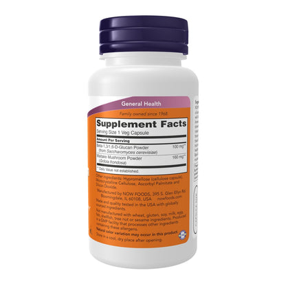 NOW Foods Beta 1,3/1,6-D-Glucan 100 mg mit Maitake-Pilzen, 90 vegane Kapseln