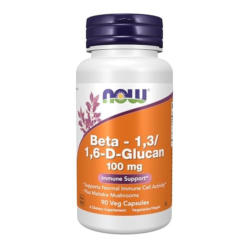 NOW Foods Beta 1,3/1,6-D-Glucan 100 mg mit Maitake-Pilzen, 90 vegane Kapseln
