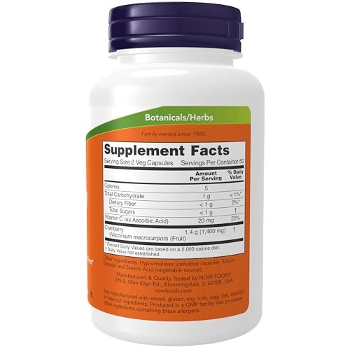 NOW Foods Cranberry Kapseln mit Vitamin C – 100 vegane Kapseln für eine gesunde Harnwege*