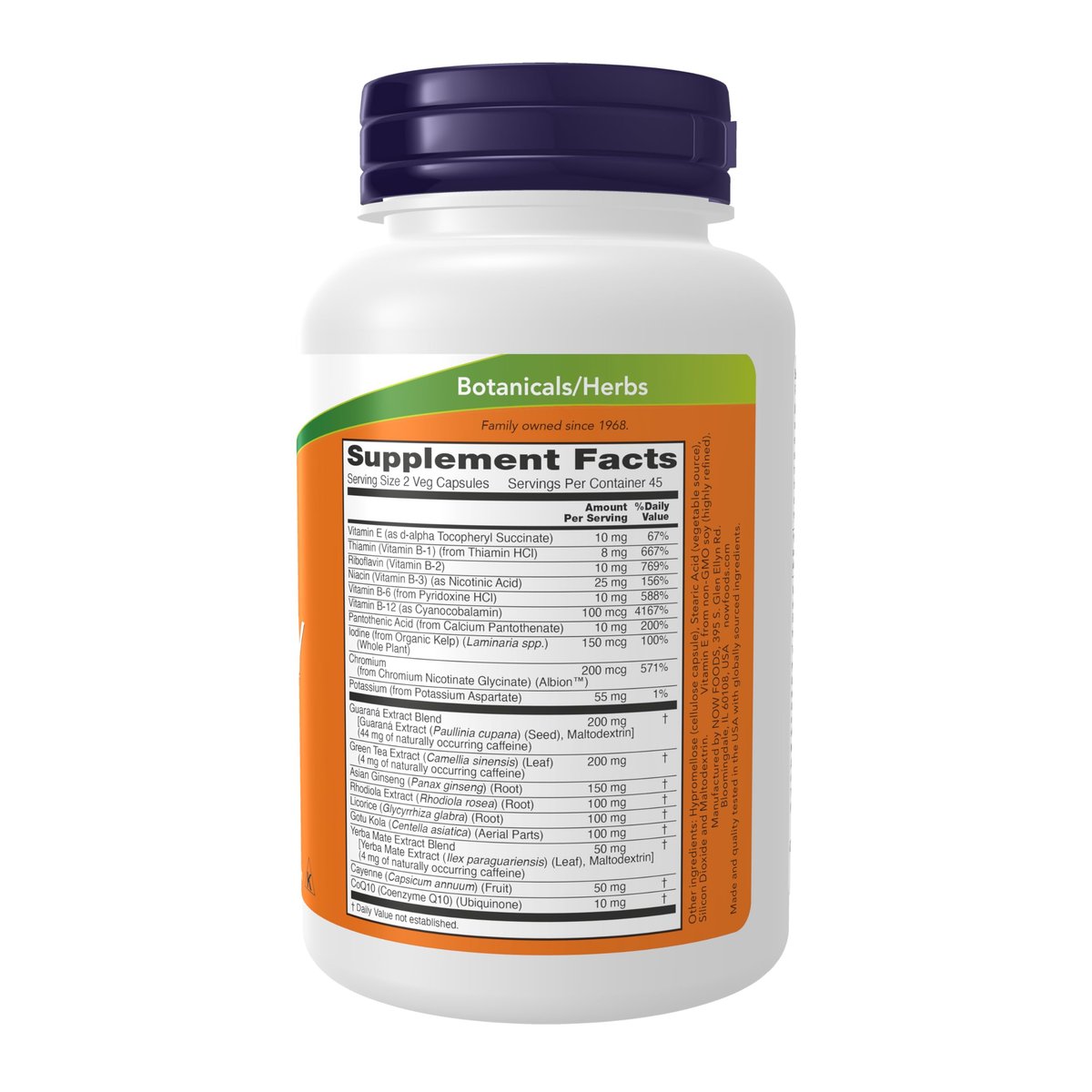 NOW Foods Energie-Diätpräparat mit B-Vitaminen, Grüntee, Panax Ginseng und Rhodiola, 90 Kapseln