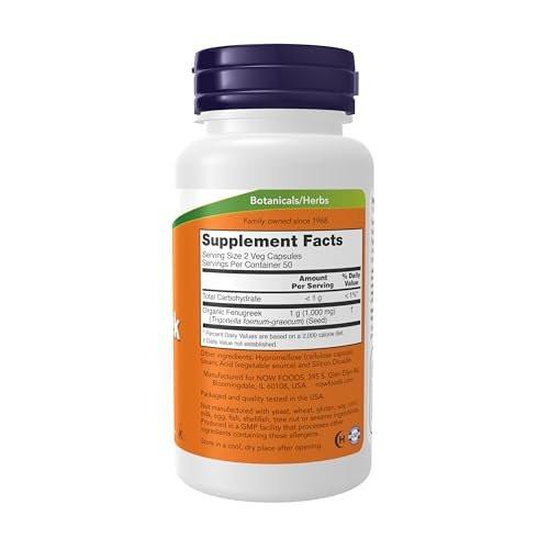 NOW Foods Bockshornklee (Trigonella foenum-graecum) 500 mg, pflanzliches Nahrungsergänzungsmittel, 100 vegane Kapseln