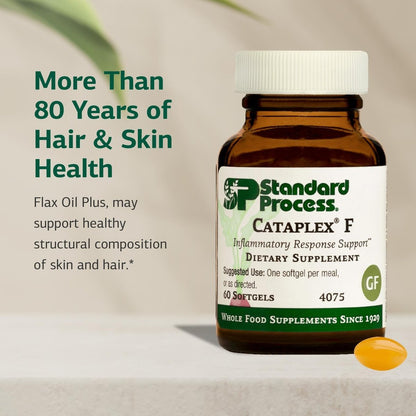 Standard Process Flax Oil Plus – Nahrungsergänzung mit Vitamin B6 & Omega-3 für gesunde Haut & Haare – glutenfrei, milchfrei & sojafrei – 60 Softgels