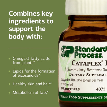 Standard Process Flax Oil Plus – Nahrungsergänzung mit Vitamin B6 & Omega-3 für gesunde Haut & Haare – glutenfrei, milchfrei & sojafrei – 60 Softgels