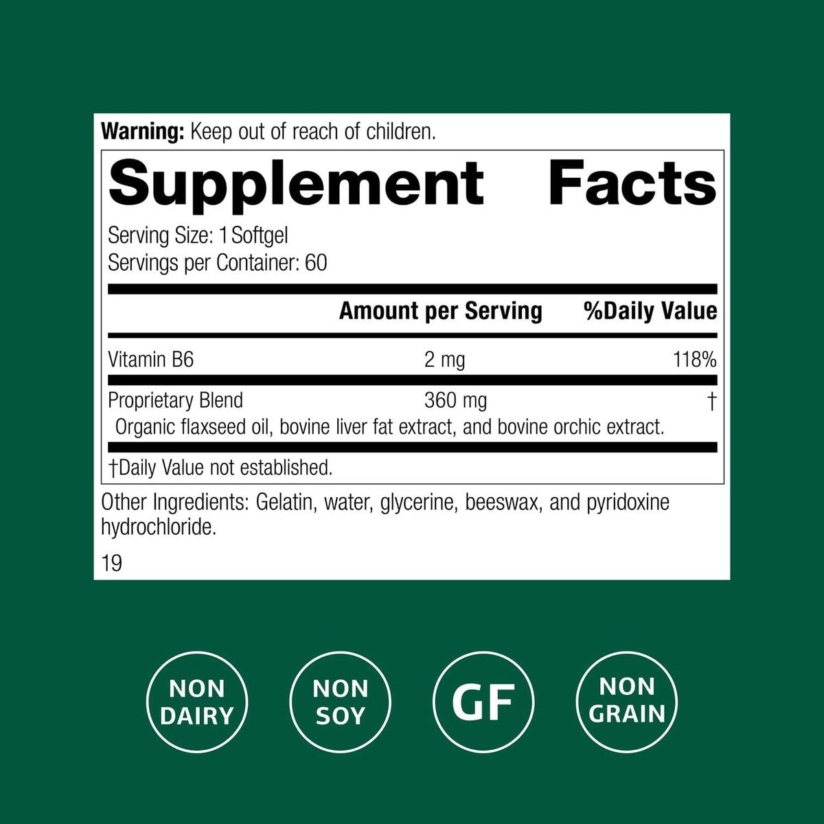 Standard Process Flax Oil Plus – Nahrungsergänzung mit Vitamin B6 & Omega-3 für gesunde Haut & Haare – glutenfrei, milchfrei & sojafrei – 60 Softgels