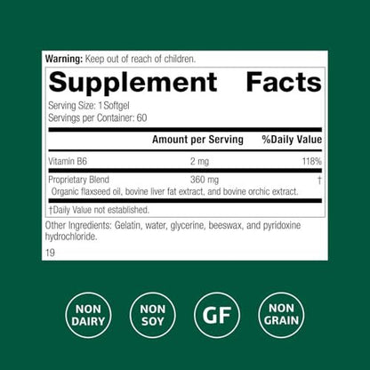 Standard Process Flax Oil Plus – Nahrungsergänzung mit Vitamin B6 & Omega-3 für gesunde Haut & Haare – glutenfrei, milchfrei & sojafrei – 60 Softgels