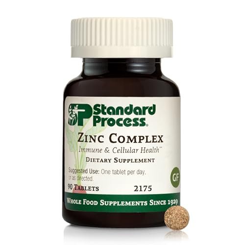 Standard Process Zinc Complex – Enzymunterstützung für normale Hodenfunktion, Immunsystem & Zellenergie – Glutenfrei, milchfrei, sojafrei – 90 Tabletten (90 Portionen)