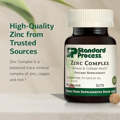 Standard Process Zinc Complex – Enzymunterstützung für normale Hodenfunktion, Immunsystem & Zellenergie – Glutenfrei, milchfrei, sojafrei – 90 Tabletten (90 Portionen)