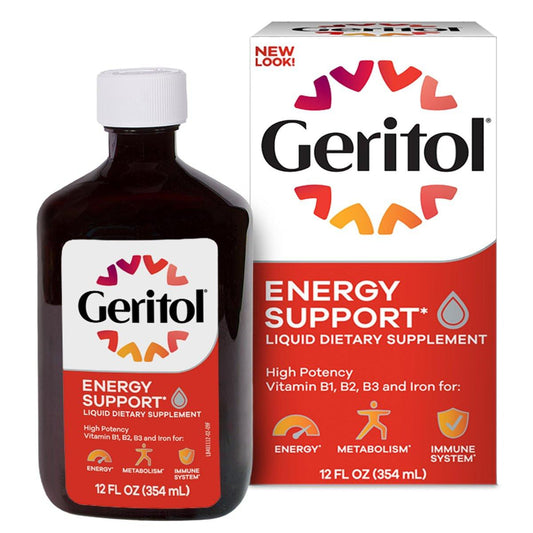 Geritol Flüssiges Vitamin und Eisenpräparat – Energieunterstützung mit hochdosierten B-Vitaminen und Eisen, ohne künstliche Süßstoffe, Non-GMO, 355 ml