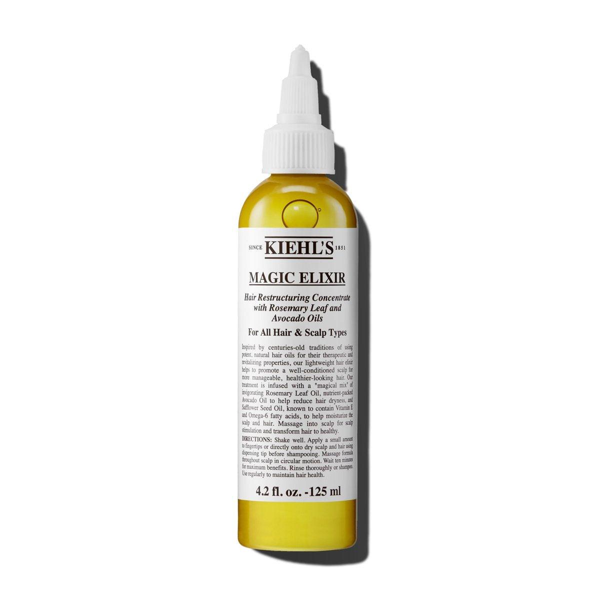 Kiehl's Magic Elixir Kopfhaut- und Haaröl Behandlung, Feuchtigkeitsspendende Pre-Shampoo Kur, Verleiht natürlichen Glanz, Macht das Haar weich, mit Avocadoöl & Rosmarinöl, Sulfatfrei, für alle Haartypen - 125 ml