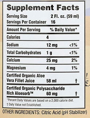 Lily Of The Desert Bio Aloe Vera Saft – Inner Filet Aloe Vera Getränk mit natürlichen Vitaminen und Verdauungsenzymen für Darmgesundheit, Magenberuhigung, Wohlbefinden und strahlende Haut, 946 ml
