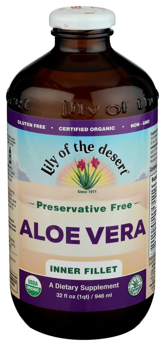 Lily Of The Desert Bio Aloe Vera Saft – Inner Filet Aloe Vera Getränk mit natürlichen Vitaminen und Verdauungsenzymen für Darmgesundheit, Magenberuhigung, Wohlbefinden und strahlende Haut, 946 ml
