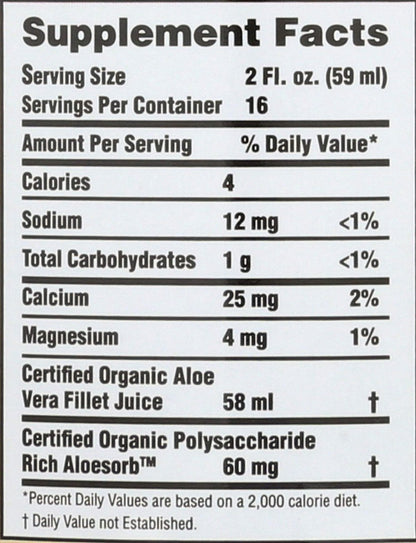 Lily Of The Desert Bio Aloe Vera Saft – Inner Filet Aloe Vera Getränk mit natürlichen Vitaminen und Verdauungsenzymen für Darmgesundheit, Magenberuhigung, Wohlbefinden und strahlende Haut, 946 ml