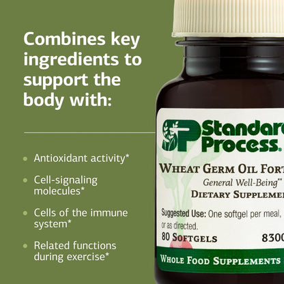 Standard Process Weizenkeimöl Fortified – Immununterstützung & Antioxidantien – Glutenfrei, milch- & sojafrei – 80 Softgels