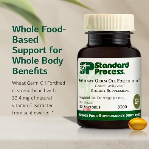 Standard Process Weizenkeimöl Fortified – Immununterstützung & Antioxidantien – Glutenfrei, milch- & sojafrei – 80 Softgels