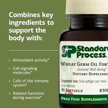 Standard Process Weizenkeimöl Fortified – Immununterstützung & Antioxidantien – Glutenfrei, milch- & sojafrei – 80 Softgels