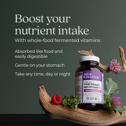 New Chapter Frauen Multivitamin 40+ mit extra B6 & B12, Biotin für Haarwachstum, D3, Vitamin C, Zink für Immun- & Stressunterstützung, magenfreundlich auf nüchternen Magen, einmal täglich, Non-GMO, glutenfrei, 48 Tabletten